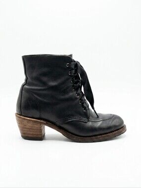 Red Wing Clara Black Leather Heeled Lace-Up Ankle Boots Women's Size 8.5